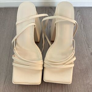 Princess Polly Cream Strappy Heels